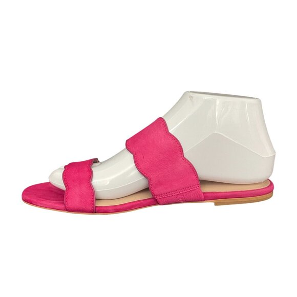 Stuart Weitzman Santorini H. Pink Suede Scalloped Strap Sandal, Size 7 WORN ONCE - Picture 4 of 10